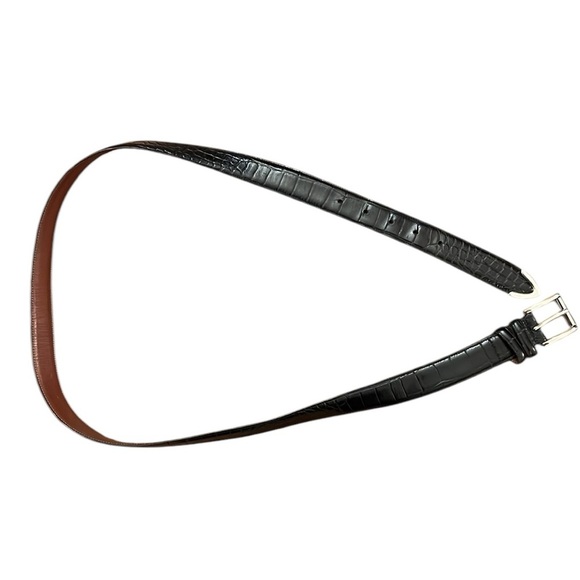 Crookhorn Croc-Embossed Black Leather Belt Italy/USA Silver Buckle/Tip Size 40 - Picture 9 of 14